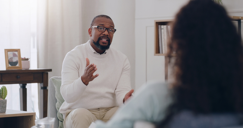 Counselor talking to patient
