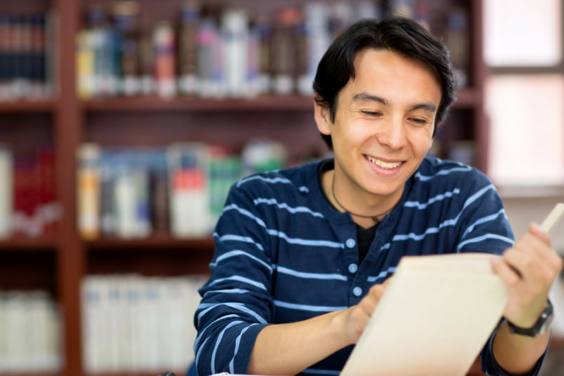 young man reading